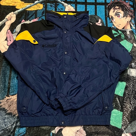 Columbia Sportswear Company Vintage Blue Yellow Adult Zip Up Jacket Medium - Picture 1 of 7